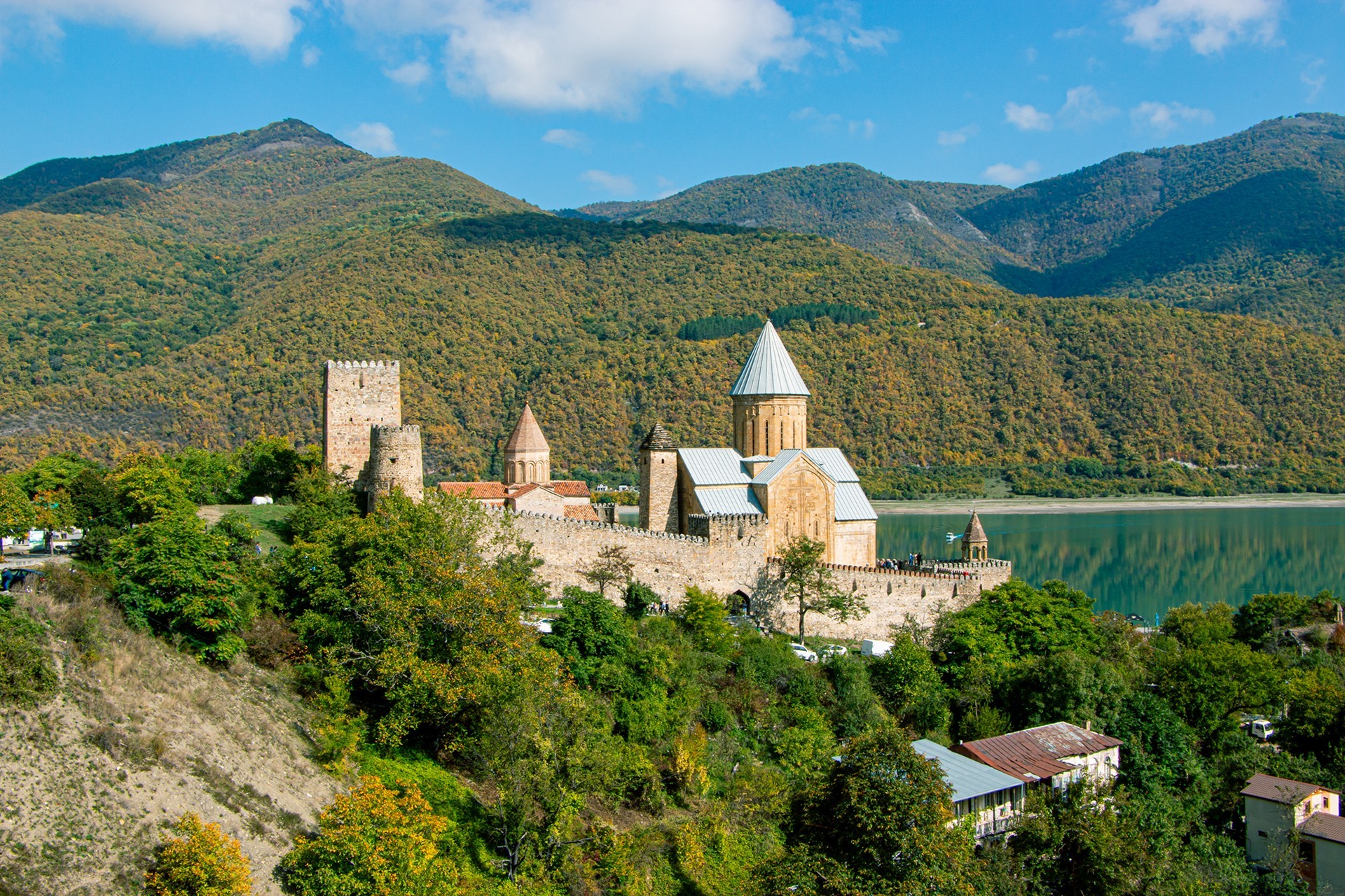 Ananuri Fortress overlooking the Aragvi River and Zhinvali Reservoir