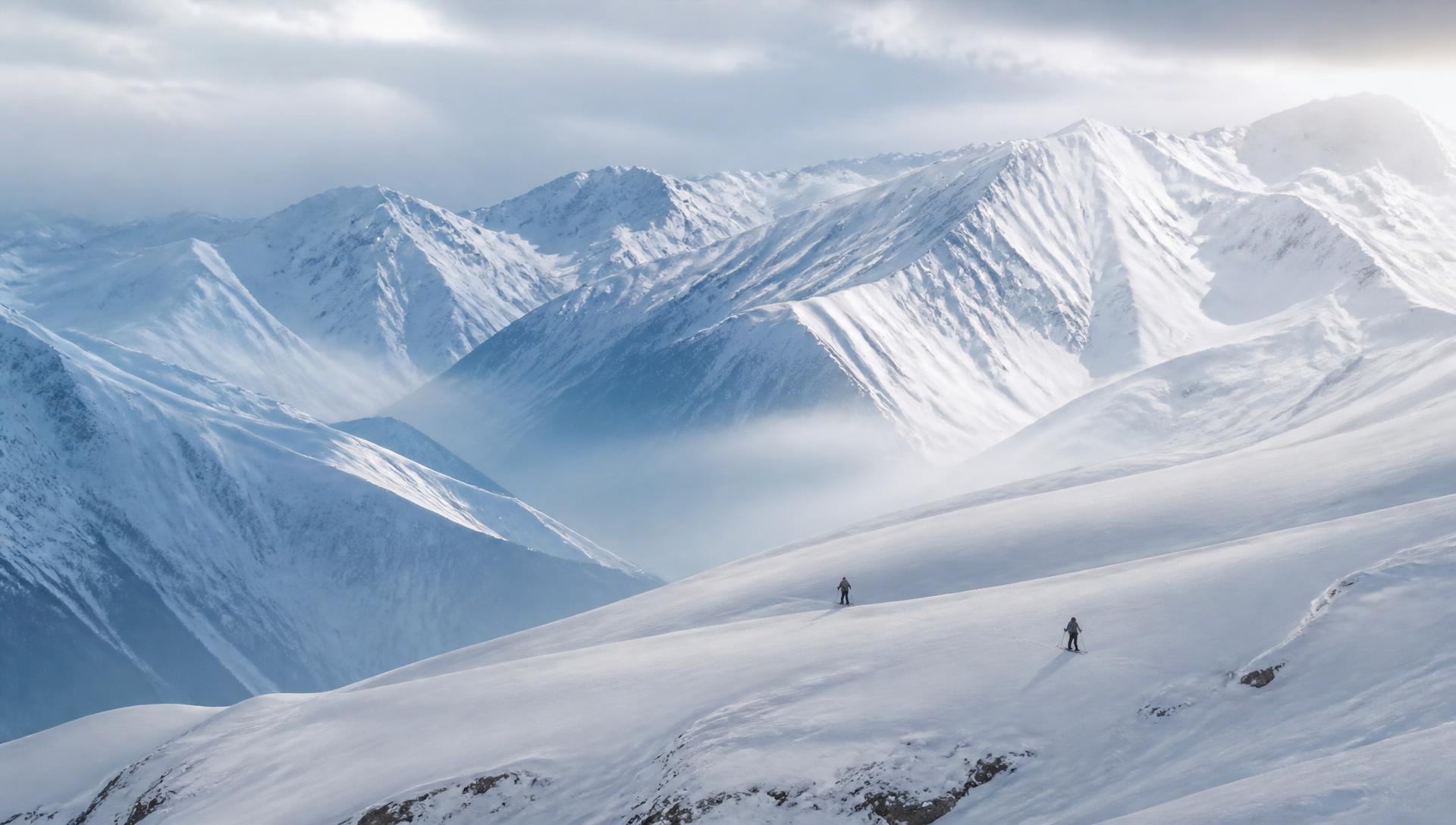 Snow-covered Caucasus mountains above Gudauri