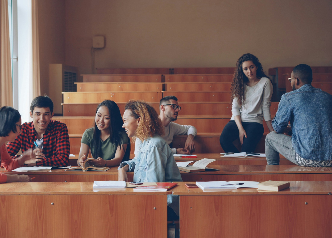 Students learning together in a classroom