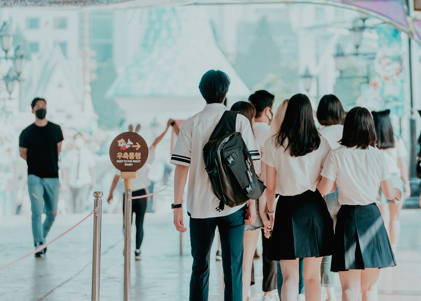 Student group exploring a cultural exhibition